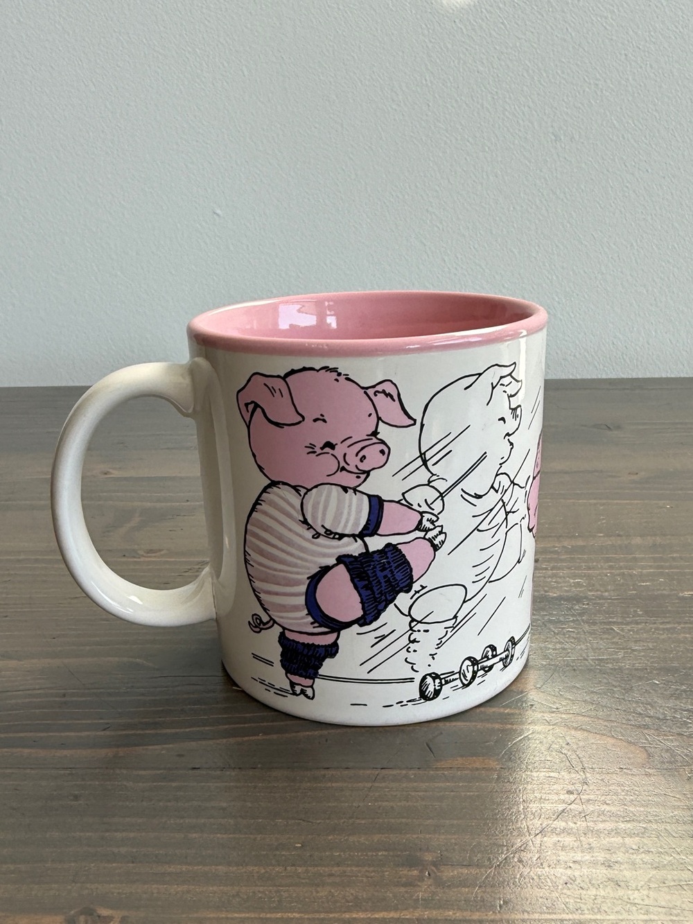 Vintage work out pig mug